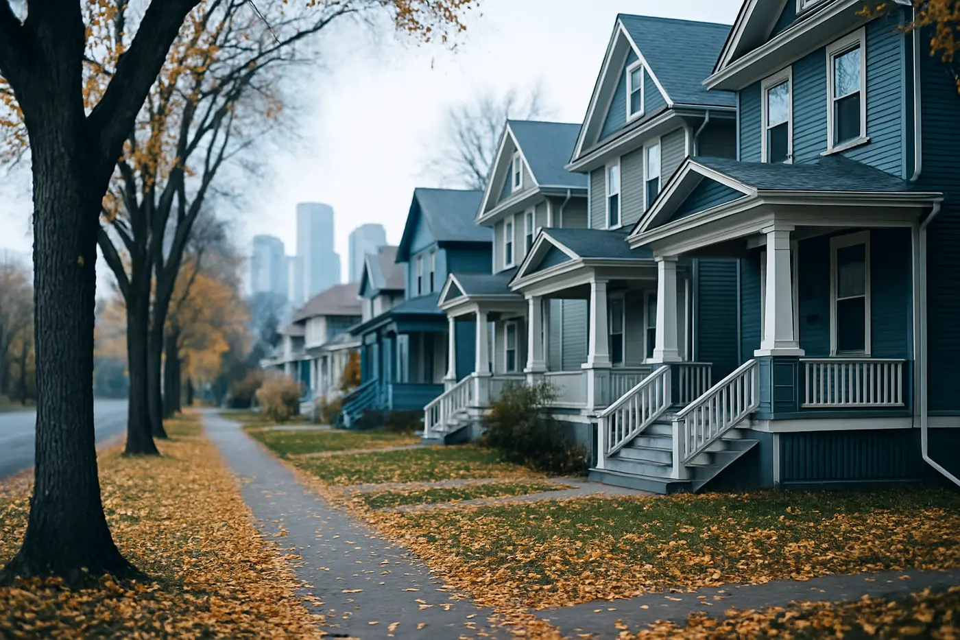 Central Edmonton Older character homes on a tree-lined street in central Edmonton in autumn