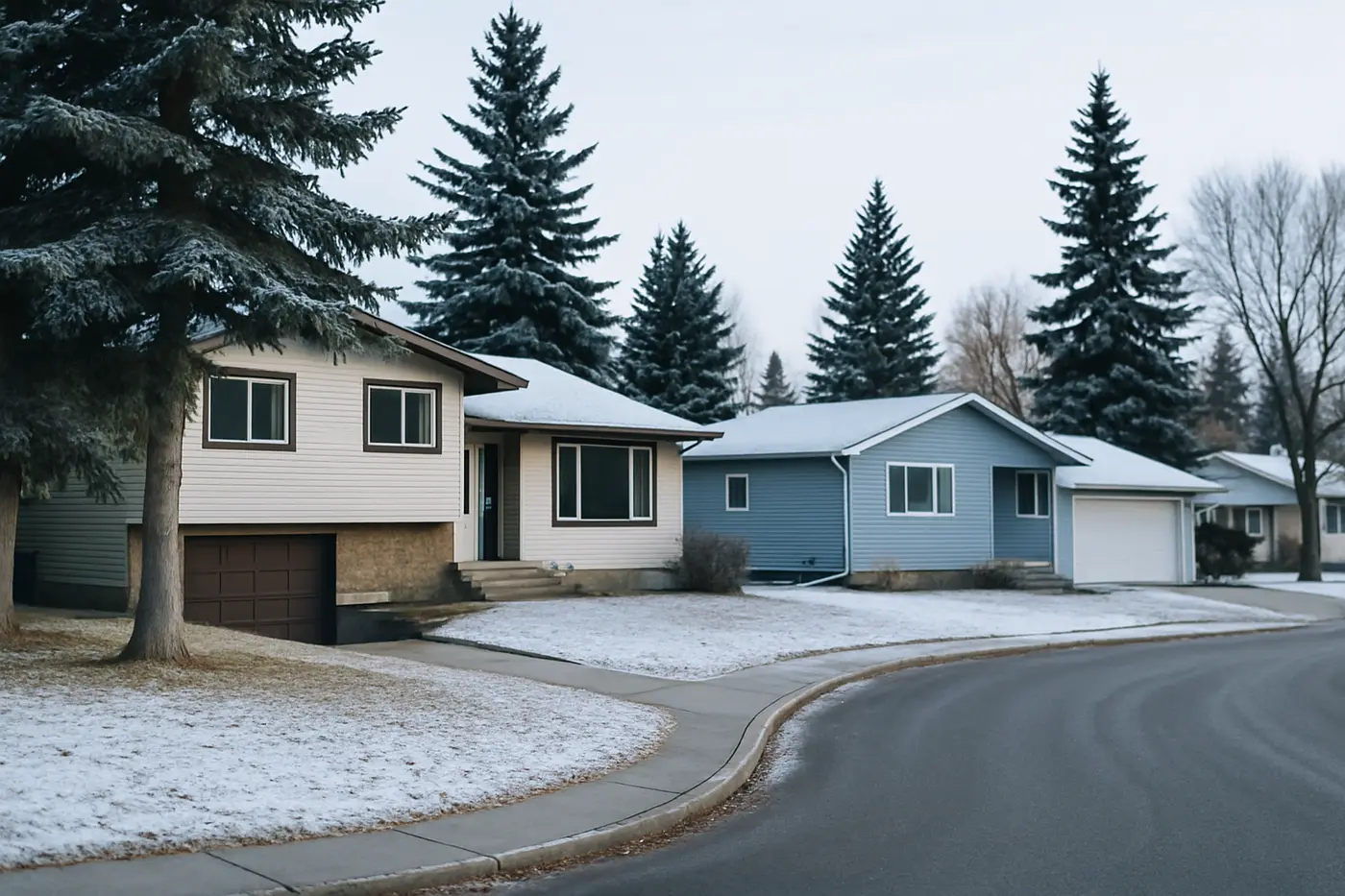 Southeast Edmonton 1980s split-level homes on a quiet crescent in southeast Edmonton