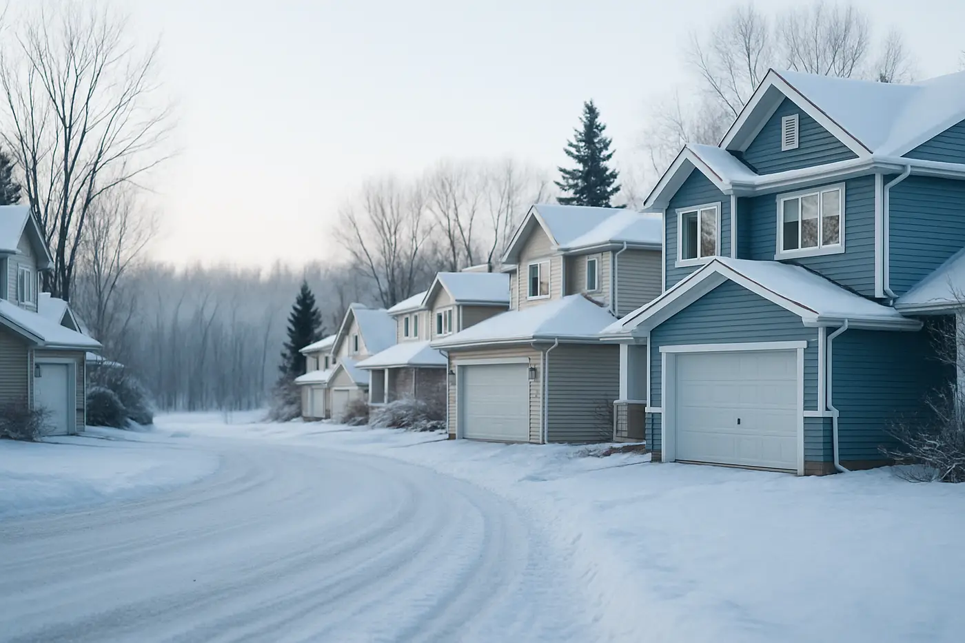 St. Albert, Spruce Grove & Stony Plain Family homes on a snowy street in St. Albert northwest of Edmonton